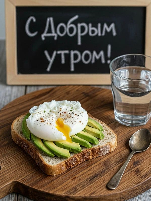 Ранний завтрак бутерброд и стакан воды на фоне чёрной доски как в школе