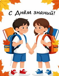 Иллюстрация мальчик и девочка с рюкзаками