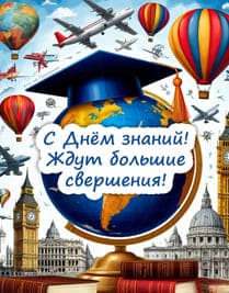 Большой глобус на 1 сентября в шапке