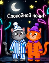 Иллюстрация два милых кота в пижамах