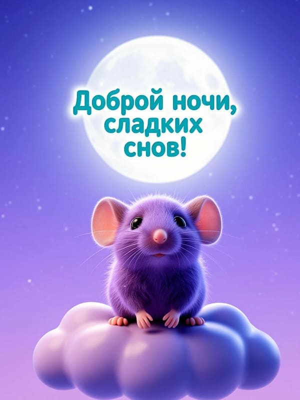Фиолетовая мишка на облаке на фоне яркой луны