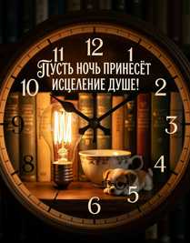 Большой циферблат часов с книгами и лампочкой