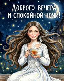 Девушка нарисованная карандашом с кружкой чая