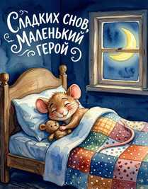Мышонок лежит и спит в кровати