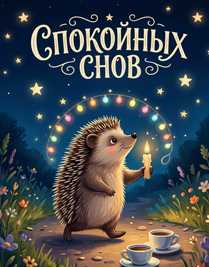 Ёжик со свечкой иллюстрация на вечер