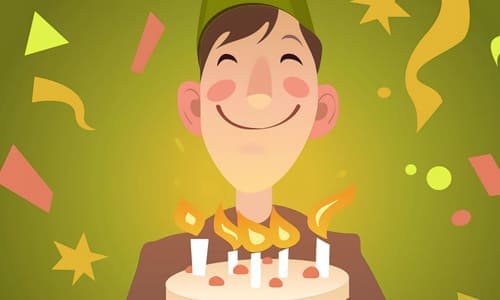 Нарисованный парень с тортом улыбчивый обложка поздравление брата в стихах с днём рождения