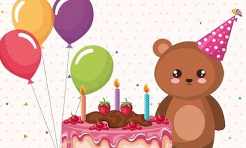Торт мишка с шарами нарисованная обложка для поздравления дочки
