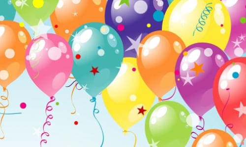 Много нарисованных ярких воздушных шаров с днём рождения дочка