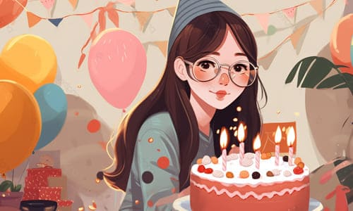 Нарисованная девушка и торт поздравление с днём рождения сестре