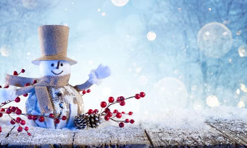 Кукла снеговик и зима со стихотворением на новый год